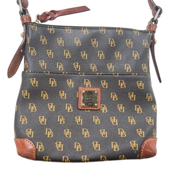 Dooney & Bourke Greta Brown Monogram Crossbody Purse With Adjustable Leather Str - Picture 8 of 14